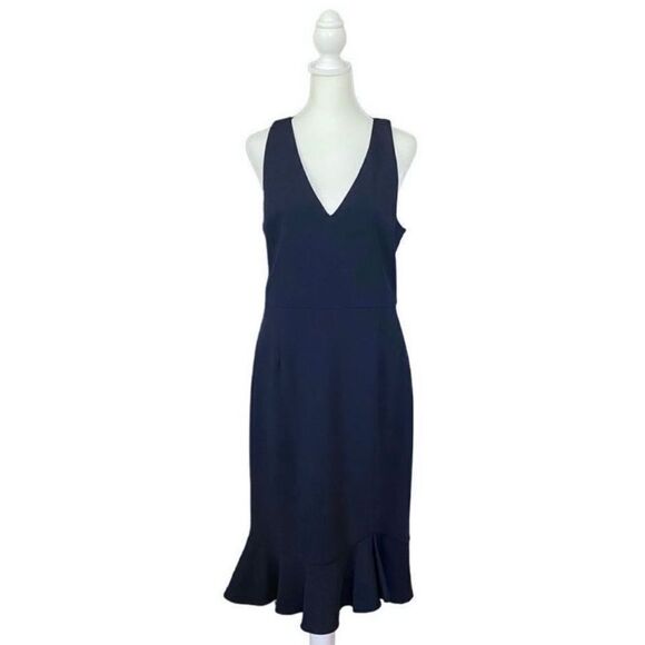 Betsey Johnson Trumpet Sheath Dress Solid Navy Blue Size 10 - Picture 1 of 11